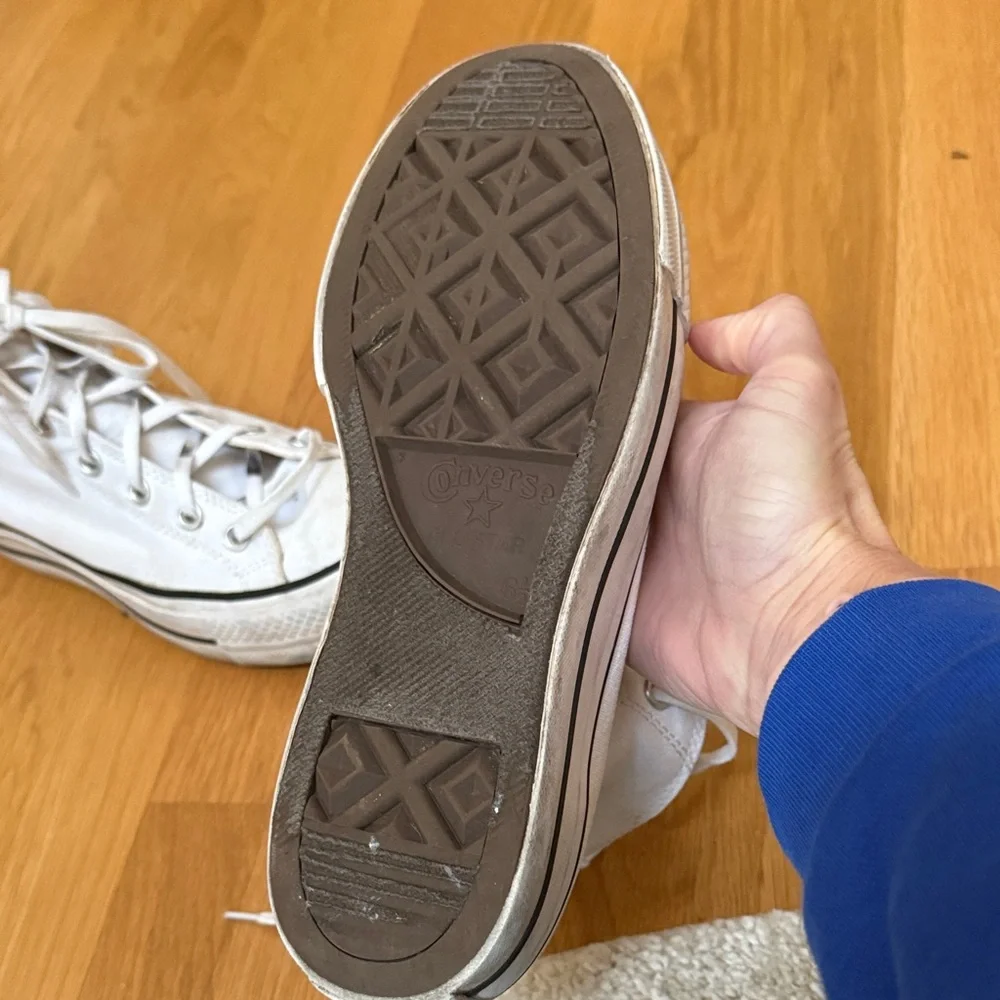 Converse All Star White Canvas High-Tops. Size 8.5 - Picture 4 of 12